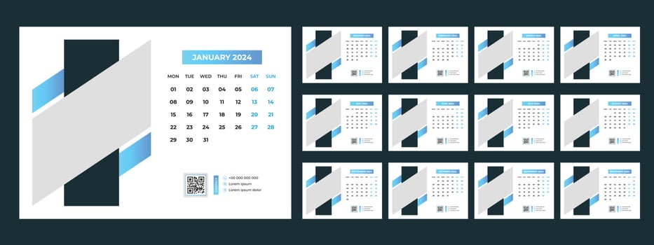 2024 Desk Calendar Template vector