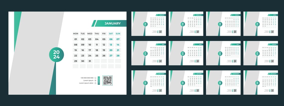 2024 Desk Calendar Template vector