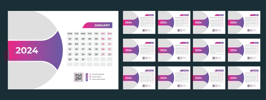 2024 Desk Calendar Template vector