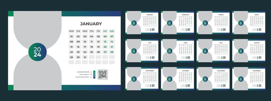 2024 Desk Calendar Template vector