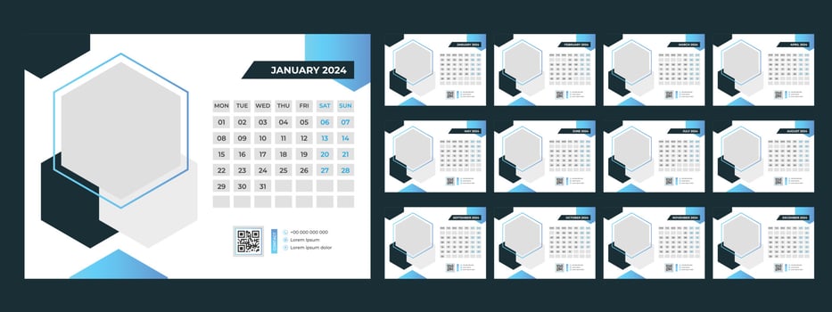 2024 Desk Calendar Template vector