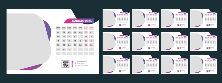 2024 Desk Calendar Template vector