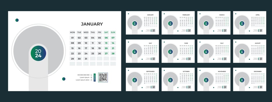 2024 Desk Calendar Template vector