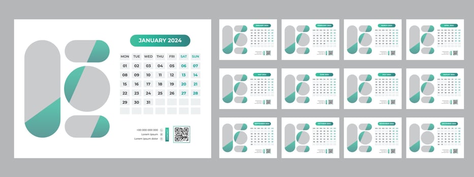 2024 Desk Calendar Template vector