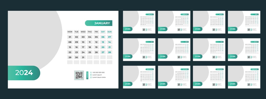 2024 Desk Calendar Template vector