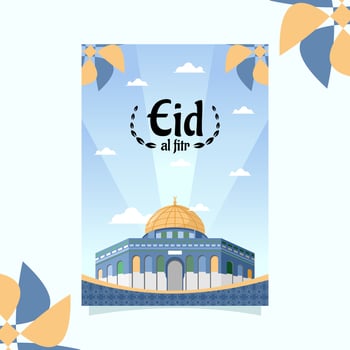 eid al fitr greeting illustration template design vector