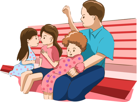 Family in the amusement park png graphic clipart design