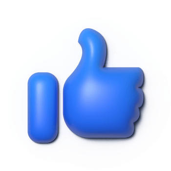 thumbs up like icon, 3D rendering png