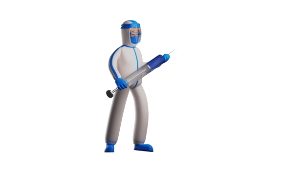 3D illustration. Handsome Nurse 3D Cartoon Character. Nurse using full uniform. Male nurse is handsome. The nurse is doing his job. Nurse holding a big injection. 3D cartoon character png