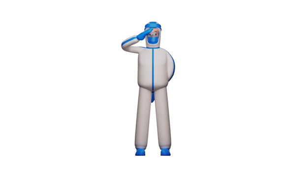3D illustration. Handsome Paramedic 3D Cartoon Character. The paramedic stood and raised his hands in salute. Paramedic is ready to carry out their duties. 3D cartoon character png