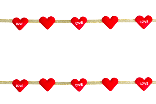 red heart-shaped with ribbon isolated png