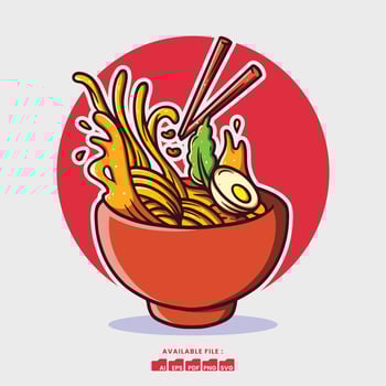 Hand drawn Cute Ramen Illustration vector
