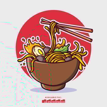 Hand drawn Cute Ramen Illustration vector
