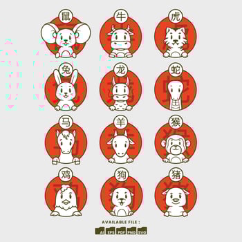 Cute Chinese Horoscope Illustration vector