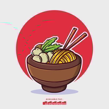 Hand drawn Cute Ramen Illustration vector