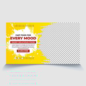 Fast food for every mood enjoy delicious food promotional web cover banner thumbnail design vector