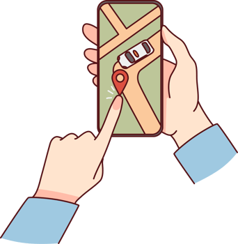 Person track taxi on cellphone app png