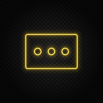 Yellow neon icon cinema, theater, ticket.Transparent background. Yellow neon vector icon on dark background