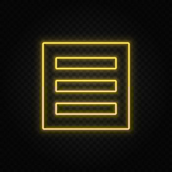 Yellow neon icon delivery, product.Transparent background. Yellow neon vector icon on dark background