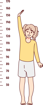 Small girl show height on measurement png