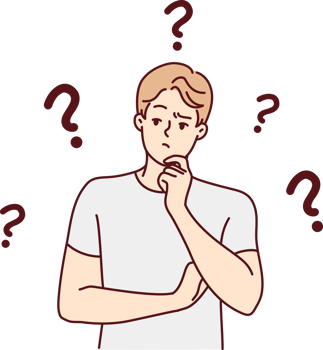 Confused man thinking of problem solution png