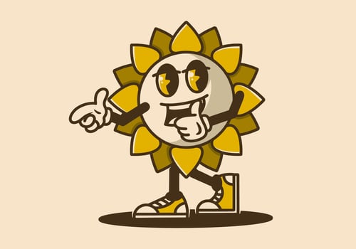 Mascot character design of a sun flower vector