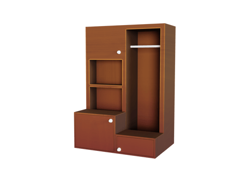 Stylish Wooden Wardrobe 3D Model png