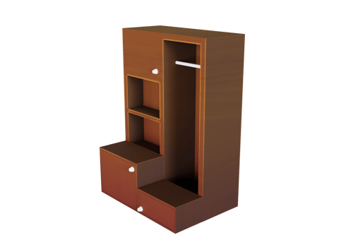 Stylish Wooden Wardrobe 3D Model png