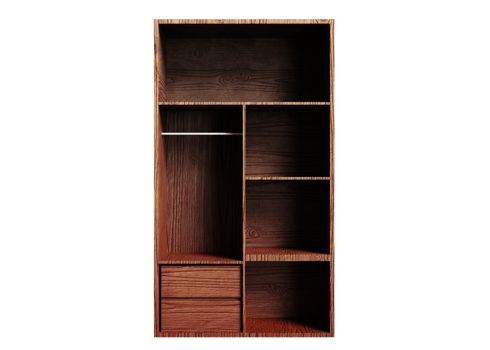 Stylish Wooden Wardrobe 3D Model png