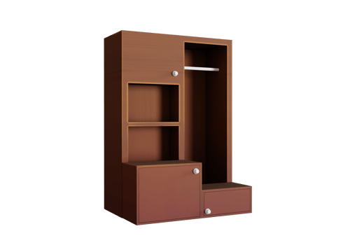Stylish Wooden Wardrobe 3D Model png