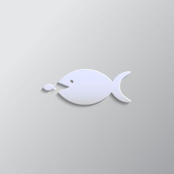 Grey color vector background- Paper style vector icon, big, fish, small, business paper style, icon