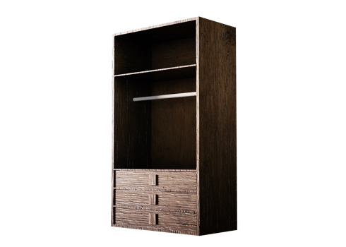 Stylish Wooden Wardrobe 3D Model png