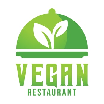 Modern vector flat design simple minimalist cute logo template of Vegan vegetarian cafe Restaurant logo vector for brand, cafe, restaurant, bar, emblem, label, badge. Isolated on white background.
