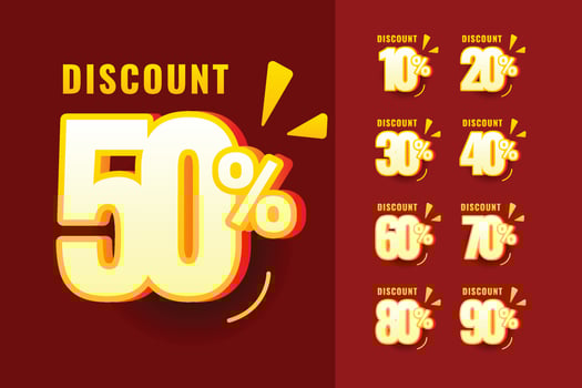 Discount Numbers Set Design For Business vector