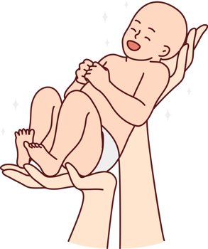 Hands holding newborn baby png