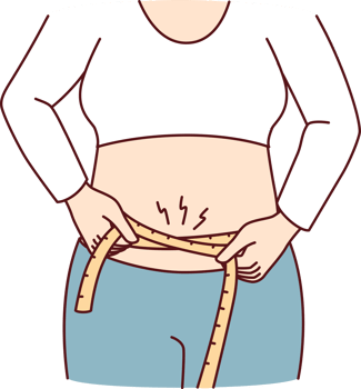 Woman wants to lose extra pounds measures waist size to track result of training png