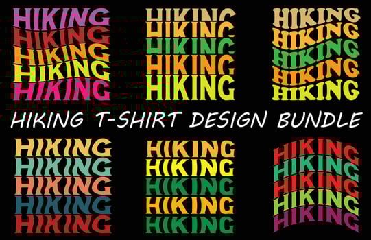 Hiking t shirt design bundle wave font and warp designs vector