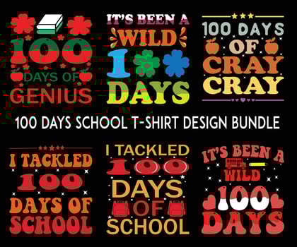 100 days of school t shirt design bundle vector