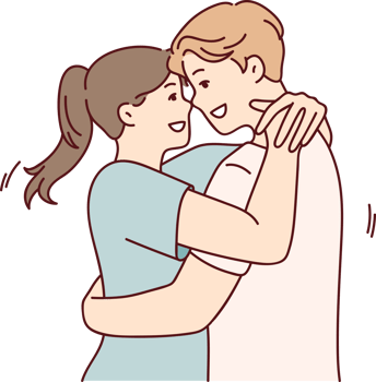 Man and woman in love embrace after long separation, rejoicing at long-awaited date png