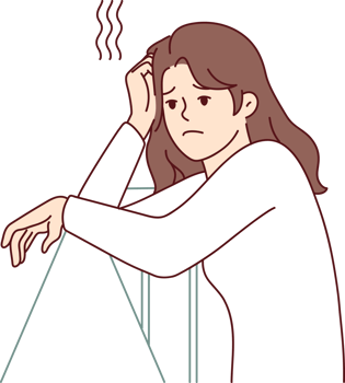Sad woman leans on railing and looks into distance after quarrel with boyfriend png