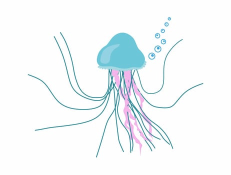 Light blue Jellyfish Vector Illustration Sea Creature beautiful with flat style on white background isolated.