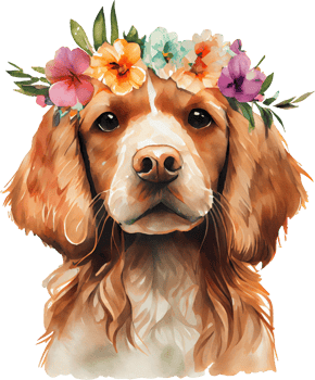Cute Golden Retriever Dog Flowers Watercolor Illustration png