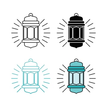 Set of Islamic themed lanterns, with line designs, silhouettes and attractive colors. Vector illustration of islamic holiday, can be used for web icon.