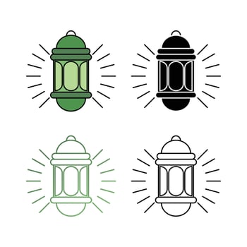 Set of Islamic themed lanterns, with line designs, silhouettes and attractive colors. Vector illustration of islamic holiday, can be used for web icon.