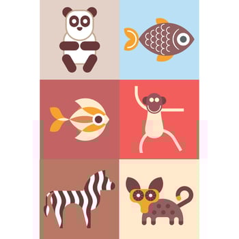 animals fish and birds bundle of vector icons
