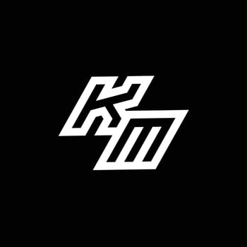 KM logo monogram with up to down style negative space design template vector