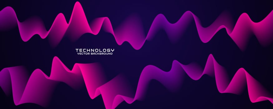 3D purple pink techno abstract background overlap layer on dark space with glowing waves concept decoration. Modern graphic design element dynamic wavy style for banner flyer, card, or brochure cover vector