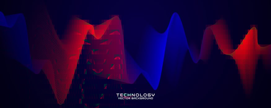 3D red blue techno abstract background overlap layer on dark space with glowing waves concept decoration. Modern graphic design element dynamic wavy style for banner flyer, card, or brochure cover vector