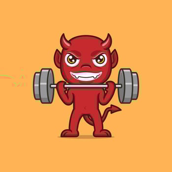 cute cartoon devil sport fitness vector