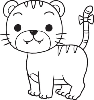 Tiger animal cartoon doodle kawaii anime coloring page cute illustration drawing clip art character chibi manga comic vector